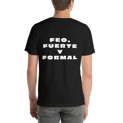 Camiseta negra C2C Spanish Style con texto Feo, Fuerte y Formal en la espalda